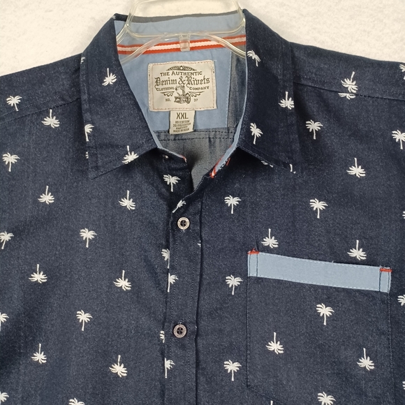 Denim & Rivets short sleeve button up shirt Sz XXL - Picture 2 of 7